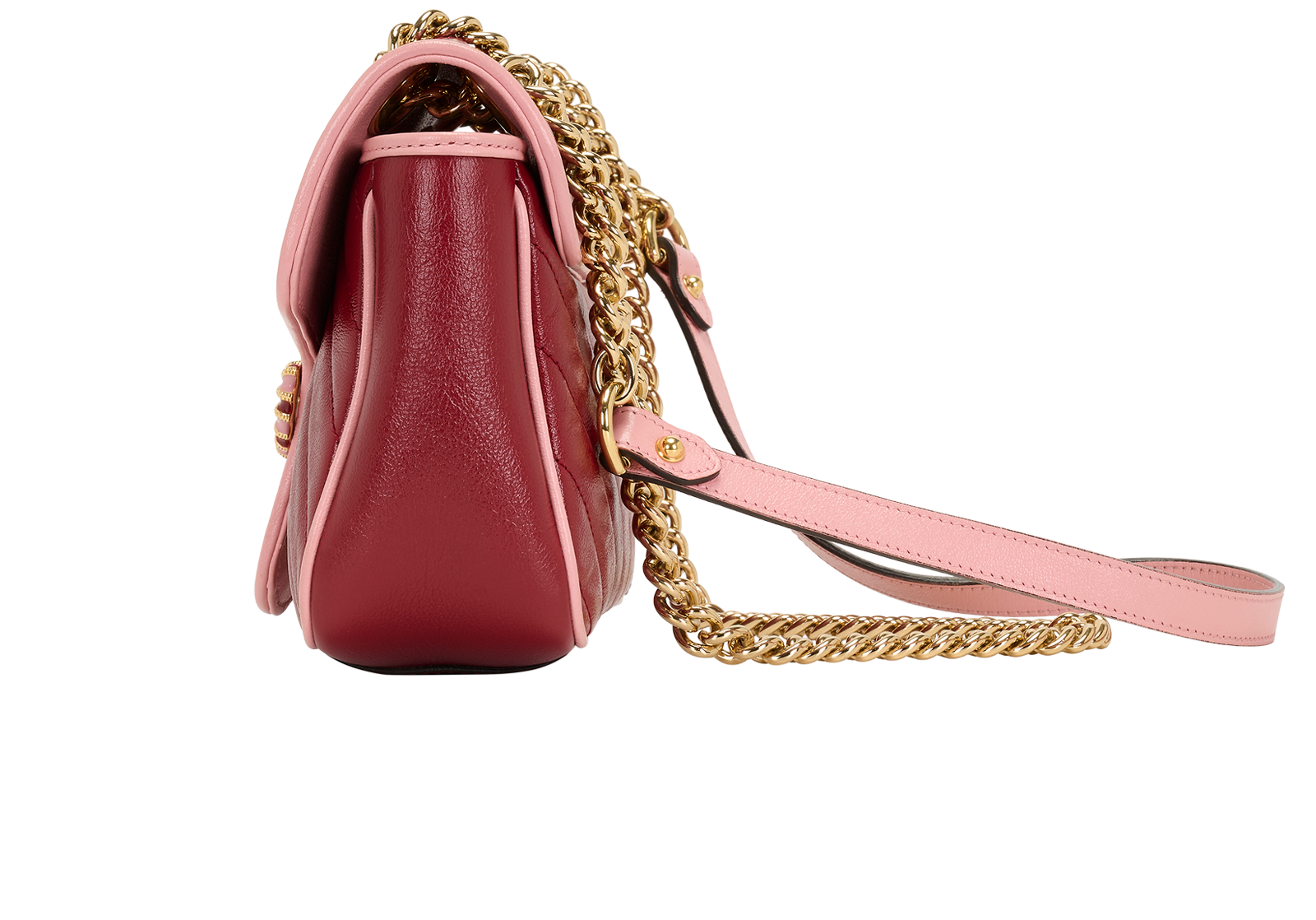 Small GG Marmont Shoulder Bag, &pound;750, Handbags, Pink/Red, Leather, Bottom view